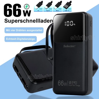 SELECTEC Powerbank 1000000mAh 66W USB-C Externer Batterie 4 USB Ladegerät für Alle Handys