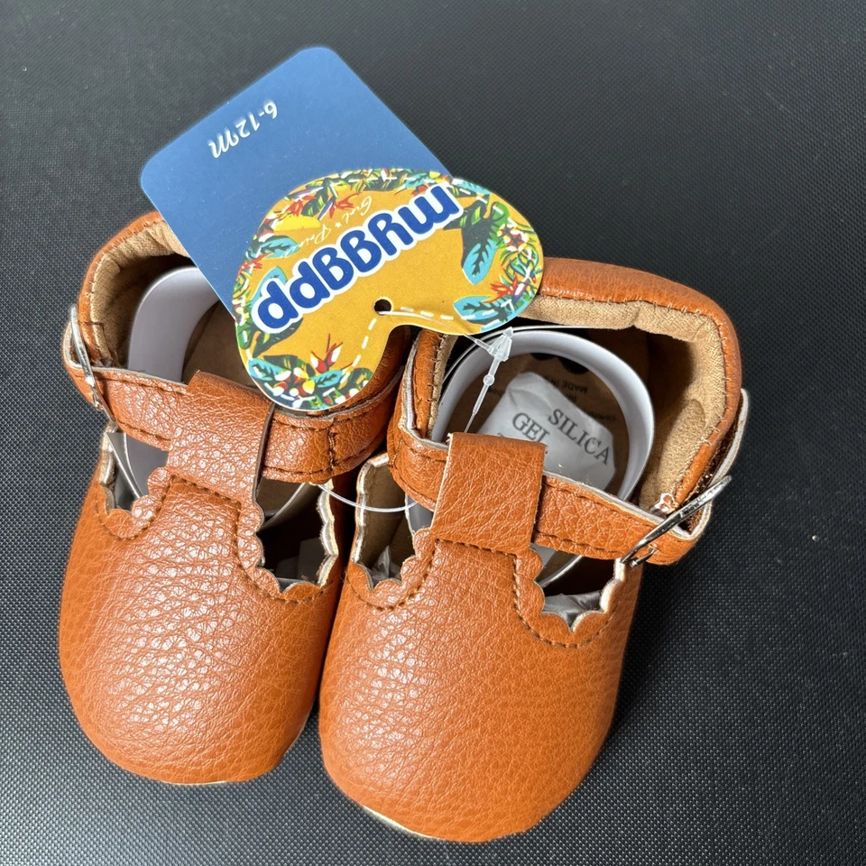 Suela Suave Bebé Mary Jane Bebé Tbar Zapatos Bebé Marrón Zapatos 6-12 Meses Nuevo Foto 2 de 4