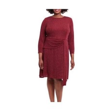 London Times Woman Red Metallic Shimmer Draped Cocktail Dress 14W New