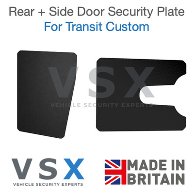 FOR FORD TRANSIT CUSTOM REAR + SIDE DOOR SECURITY SHIELD SECURITY PLATE - BLACK