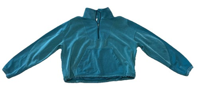 #ad Lululemon Pullover Womens 12 Brushed Softstreme Ribbed Half Zip in Teal Cropped $54.99