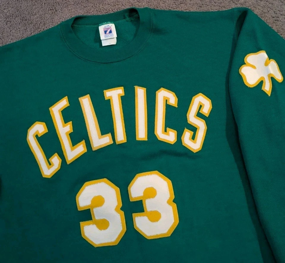 Sudadera Trébol Vintage Logo 7 Boston Celetics Larry Bird #33 Hecha en EE. UU. Para Hombre Foto 2 de 4