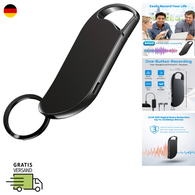 64GB Diktiergerät Mini Voice Activated 1536KB Aufnahme HD