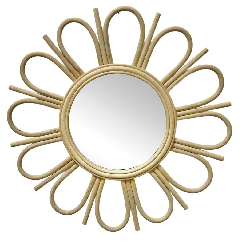 Specchio Marocchino in Rattan Naturale 1104241000 - Eleganza Artigianale