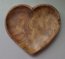 Carved Heart Shaped Wooden plateVintage Carved Hear trinket dish wall hanging 8"