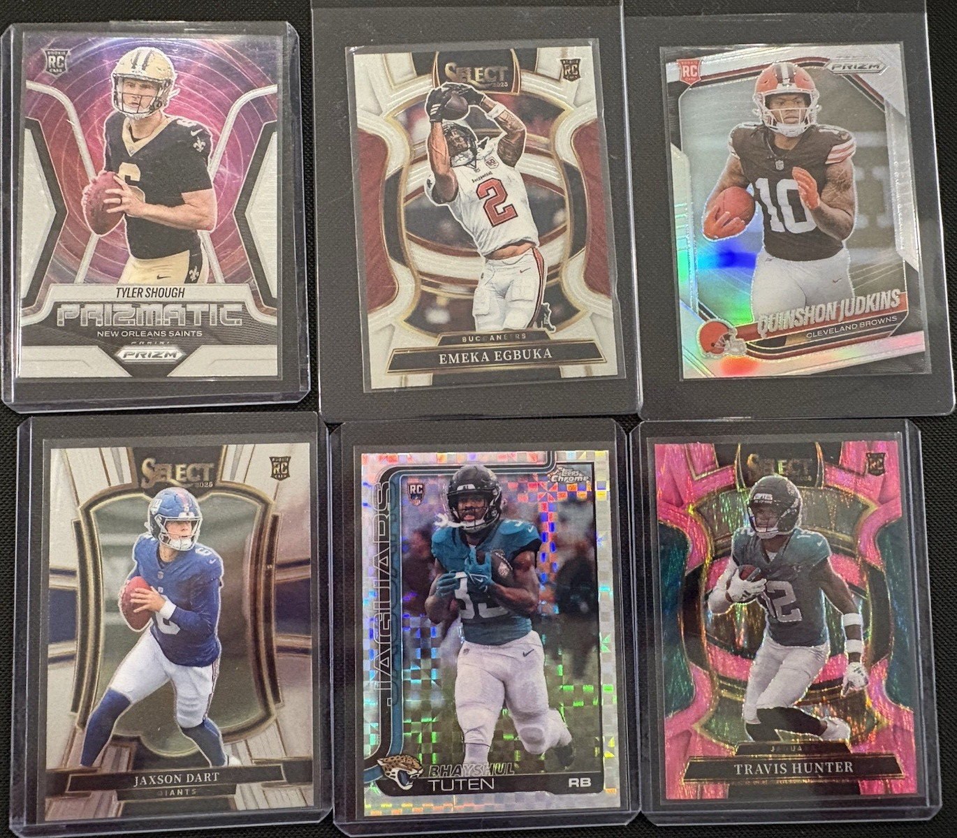 Panini 2025 NFL Select Prizm Topps Chrome Rookie 6 Pack Lot Shough Egbuka Hunter