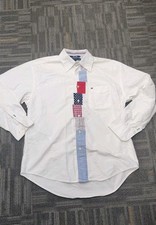 Vtg Rare Tommy Hilfiger White Button Up Shirt Mens Large