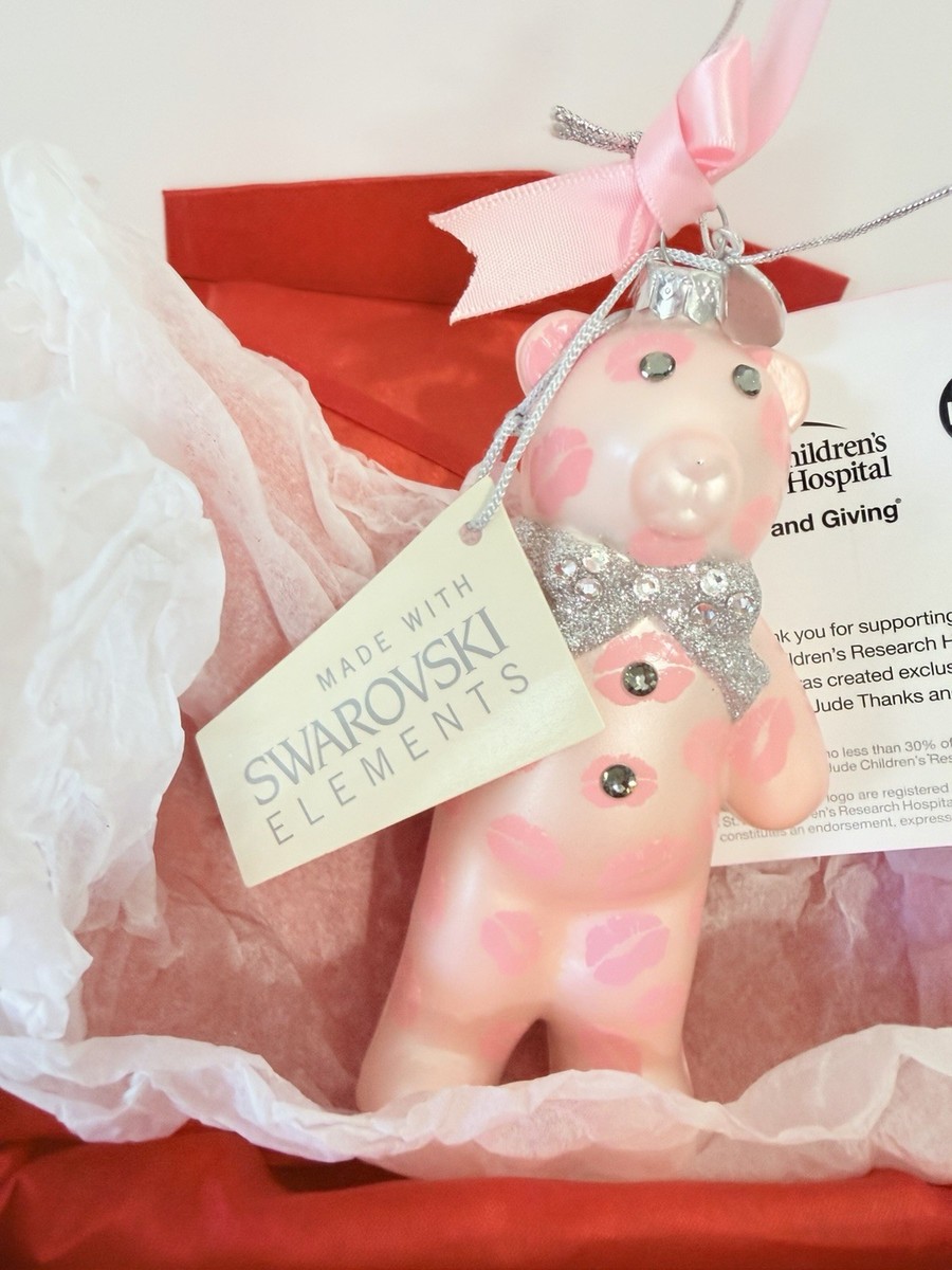 SIGNED HSN Cares St Jude 2014 Lancome Bear Ornament Swarovski Lips
