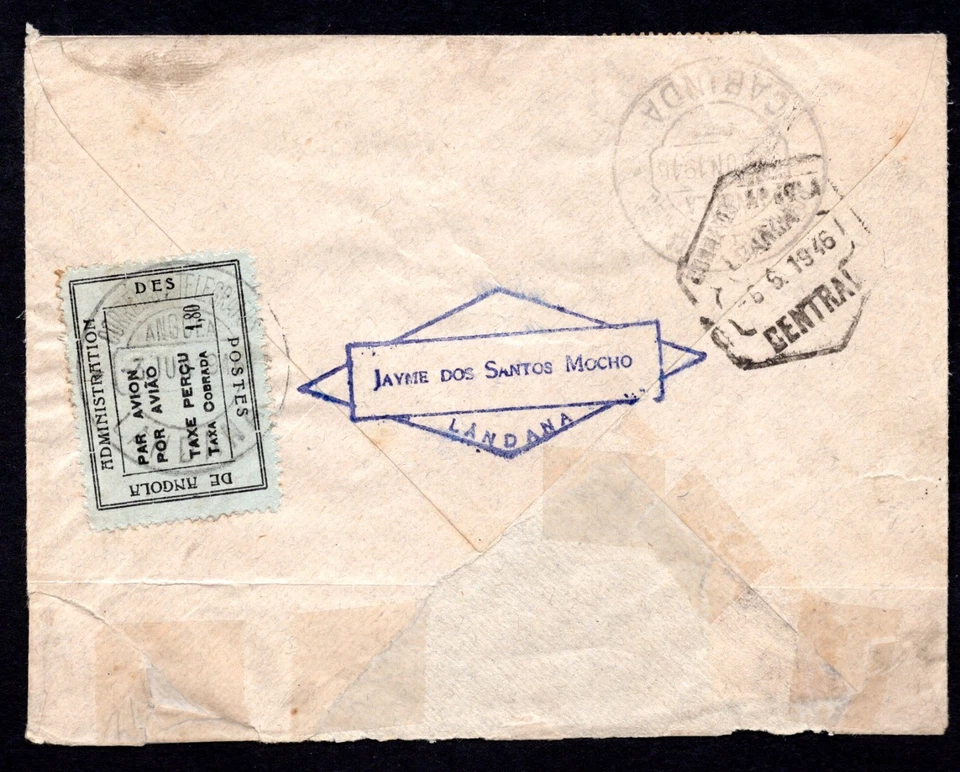 PORTUGAL ANGOLA 1946 AIR MAIL COVER LANDANA TO LUANDA BOTH ON THE ATLANTIC COAST - Image 2 of 2