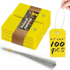 100pcs Plastic Tags with Wires Waterproof Shipping Tags with Wire Ties Blank...