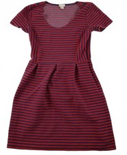 J Crew Womens Stretch Scoop Neck Red Navy Striped Mini Dress Size 4