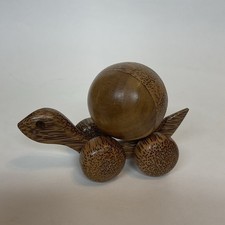 NWOB Turtle Push Toy Educational Wooden Toyon Wheels With Rolling Ball On Top