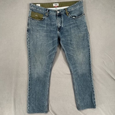 Tommy Hilfiger Jeans Mens 36 Blue Green Slim Scanton Heritage Denim Retro 36x32