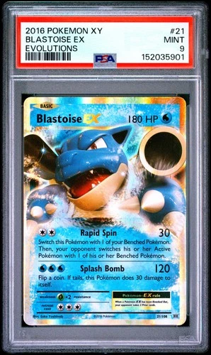 2016 POKEMON XY EVOLUTIONS #21 BLASTOISE EX PSA 9