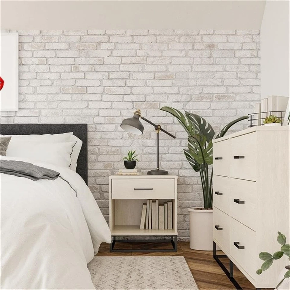 Mesita de noche Kelly, roble marfil Foto 2 de 4