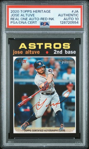 Jose Altuve [Red Ink] #JA 2019 Topps Heritage Real One Autographs card