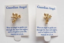 Guardian Angel SET OF 2 New Gold Tone Tac Pins MADE IN THE USA