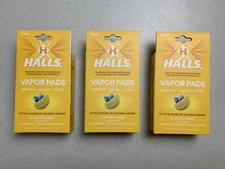 3 - Halls Vapor Pads Scent Pads Mentho-Lemon Scent Congestion Relief 8 Hour
