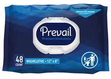 Prevail Disposable Adult Washcloths, 12 x 8 Inch, 8 Packs of 48 (384 Total)