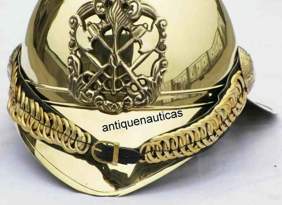 Brass Nautical Vintage Collectible Fire Fighter Chief Fireman Helmet Decorative - Image 3 of 4