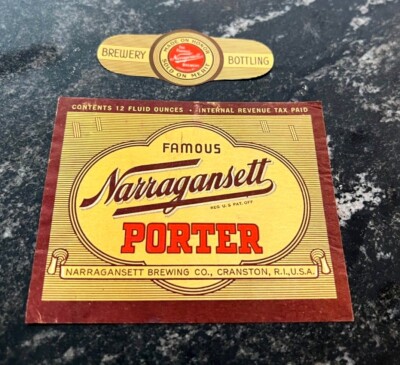C) IRTP NARRAGANSETT PORTER BEER - BREWING 12OZ BOTTLE & NECK LABEL CRANSTON RI