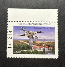 WTDstamps - 1996 NORTH CAROLINA - LotP - State Duck Stamp - Mint OG NH