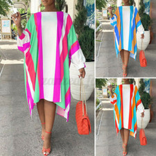 8-24 Womens Casual Shirt Dress Puff Sleeve Midi Tunic Dress Oversized Maxi Tops
