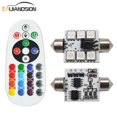 1 Set DC 12V 31/36/39/41mm Fernbedienung RGB LED Auto Innenkuppel Leselampe