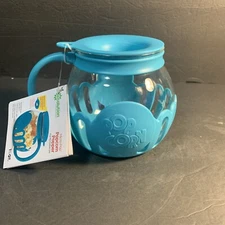 NWT  Ecolution Micro-Pop Popcorn Popper -1.5 Qt Glass, Dishwasher-Safe, Aqua