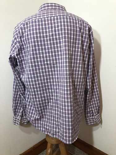 Egara Mens XXL Long Sleeved Plaid Cotton Shirt Button Down Red White Blue - Picture 5 of 7