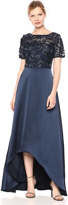 Adrianna Papell AP1E205707 Women's Soutache Long Dress Midnight Navy Retail $249