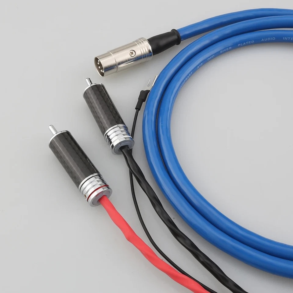 OFC Audio Silver Plated 5DIN Male to RCA Phono Tonearm Cable with U Ground Wire - Image 3 of 4