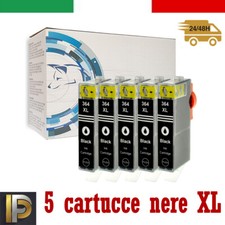 5 CARTUCCE NERE 364XL CON CHIP PER HP B109 Deskjet 3070 3070A D5445 3520 D5463