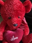 Vintage Russ International Plush Red Chenille Valentines Love Heart Teddy Bear  — photo 2