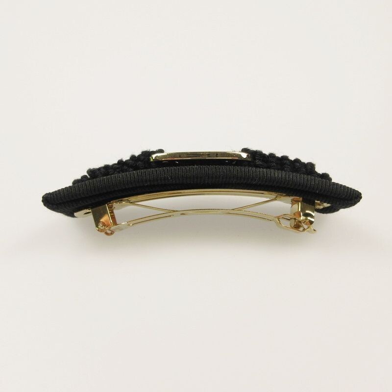 Salvatore Ferragamo Vara Barrette Hair Clip Black Gold Tone  display picture 2