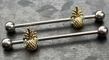1pc Moveable Pineapple Industrial Barbell 14g, 1.5" 38mm 1&1/2" Ear Body Jewelry