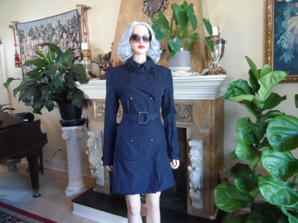 Gabardina Stella McCartney azul marino con cinturón talla S Foto 3 de 4