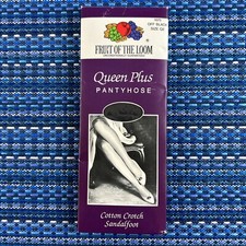 VTG 1993 Fruit Of The Loom Pantyhose Womens Queen Plus Off Black NEW 7294