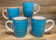 SET OF 4 - ROYAL NORFOLK - GREENBRIER INTERNATIONAL - BLUE 12 OZ. COFFEE MUGS