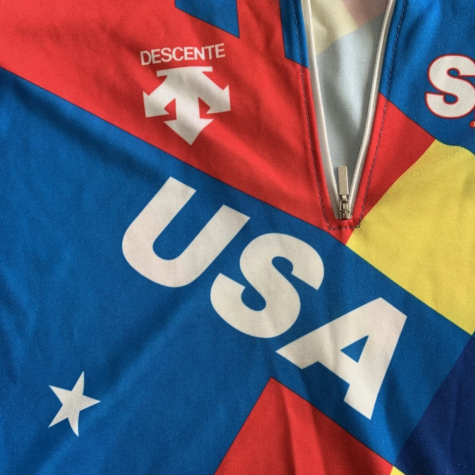 Camiseta deportiva de ciclismo vintage talla M Skittles Team EE. UU. azul descendiente multi Coolmax/poliéster Foto 4 de 4