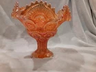 Vintage carnival glass punch bowl, fruit bowl, serving bowl with stand