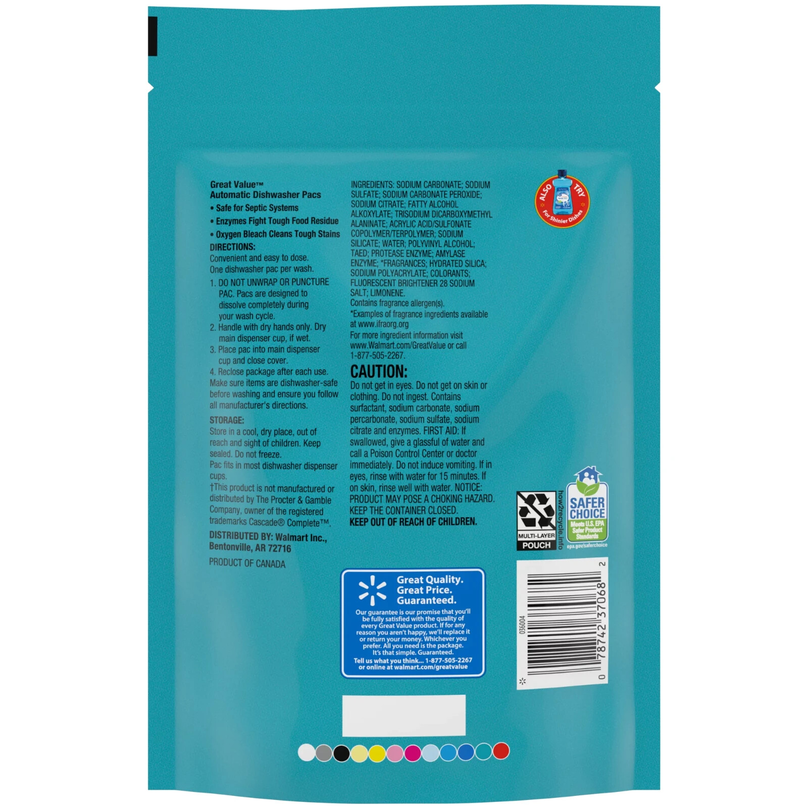 Great Value Automatic Dishwasher Detergent Pods, Base Clean, Fresh