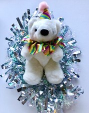 Vintage RUSS Caress Soft Pets L'IL MARSHMALLOW White Bear w/ Party Hat 6" 333