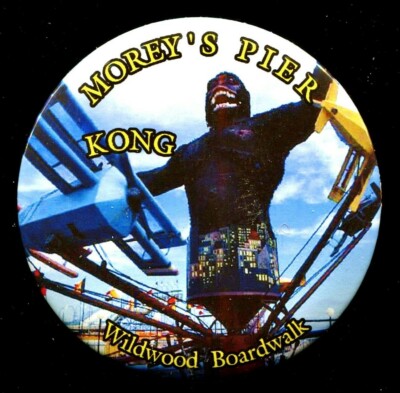 * KONG Morey's Pier Wildwood NJ 3'' Pin back BUTTON Novelty Pin