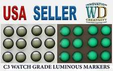Watch Dial Hour Markers 12 C3 GREEN LUME 2.0mm Numerals Dots Bars indices round