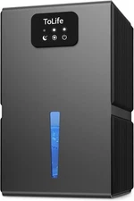 ToLife Dehumidifiers for Home 95 OZ Water Tank with Auto-Off 1000 sq.ft Grey 