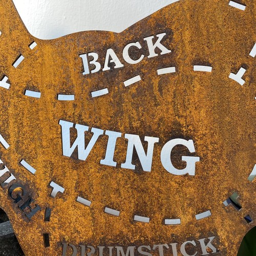 Rusty metal CHICKEN Butchers Sign Kitchen decoration plaque meat cuts bbq food - Picture 5 of 9