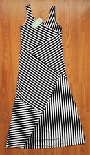 Womens Maxi Dress Black White Stripes Free Size NWT EUC