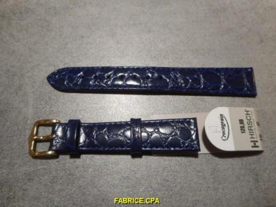 Bracelet De Montre HIRSCH En Cuir Crocograin Bleu - Taille 16 - Neuf Sans étiquette