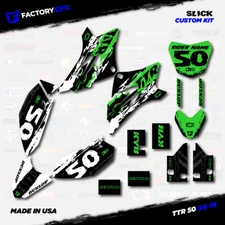 White & Green Slick Racing Graphics kit fits 2006-2025 YAMAHA TTR50 TTR 50 06-25